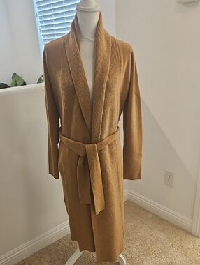 360 Cashmere 100% Cashmere Long Knit Cardigan in Camel Sz S New